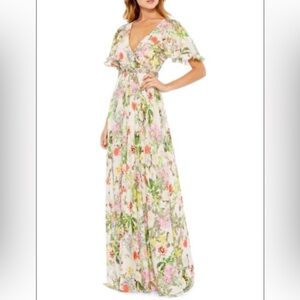 MAC DUGGAL Floral Surplice Neckline Gown